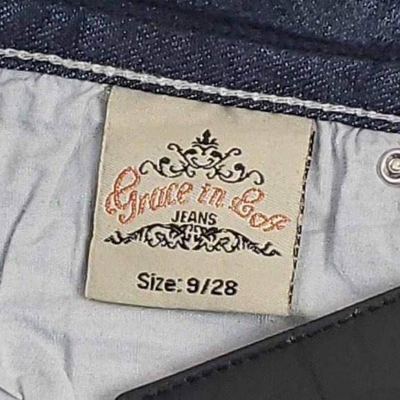 Grace In La Womens Boot Cut Jeans Blue Stretch Embellished Stone Wash Denim 9 - Picture 11 of 12